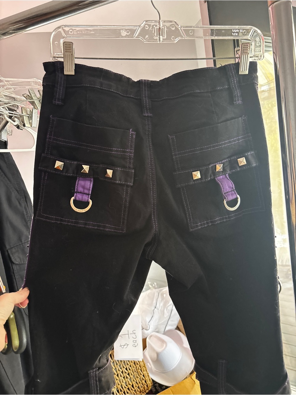 Tripp NYC Black Pants with Purple Trim and Hardware - Picture 4 of 6